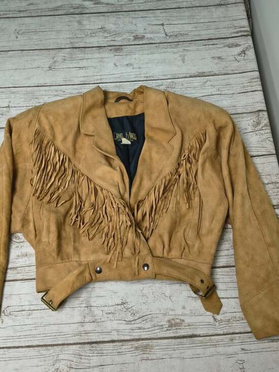 Jackets & Blazers - Vintage Daniel Marcus Tan Suede Fringe Crop Western Jacket Womens Medium Canada